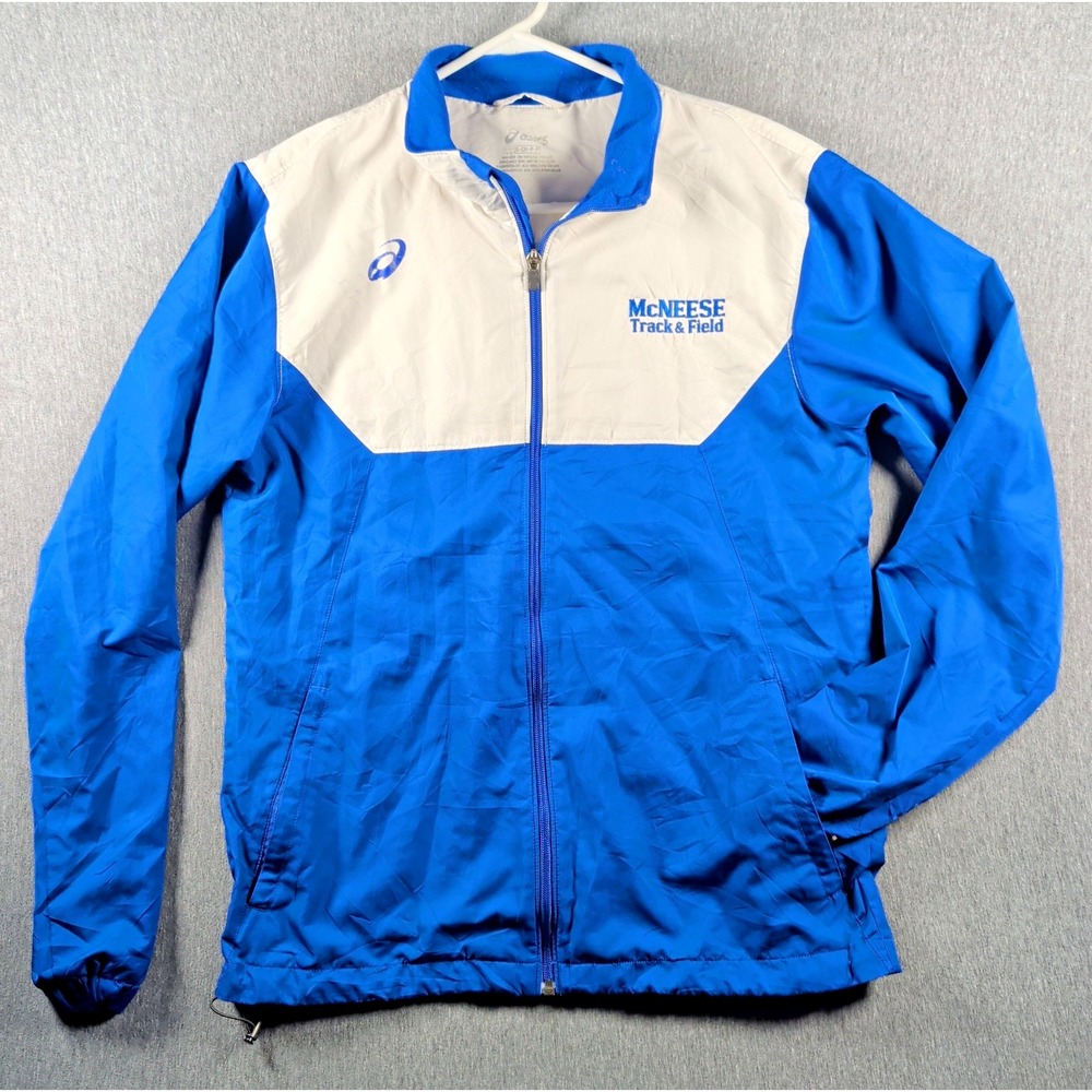 Asics Track Jacket Warm Up McNeese Embroidered Upsurge Full Zip Mesh Lined Sz S